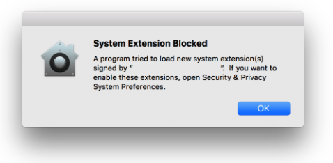Apple error stating System Extension Blocked